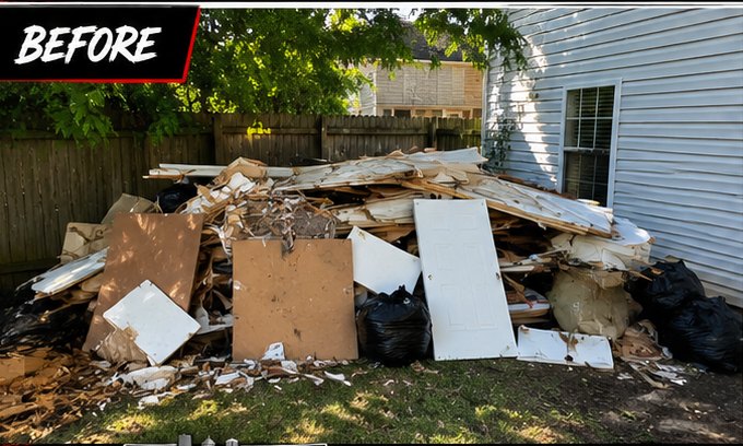 Construction and remodel debris pile removed for a contractor